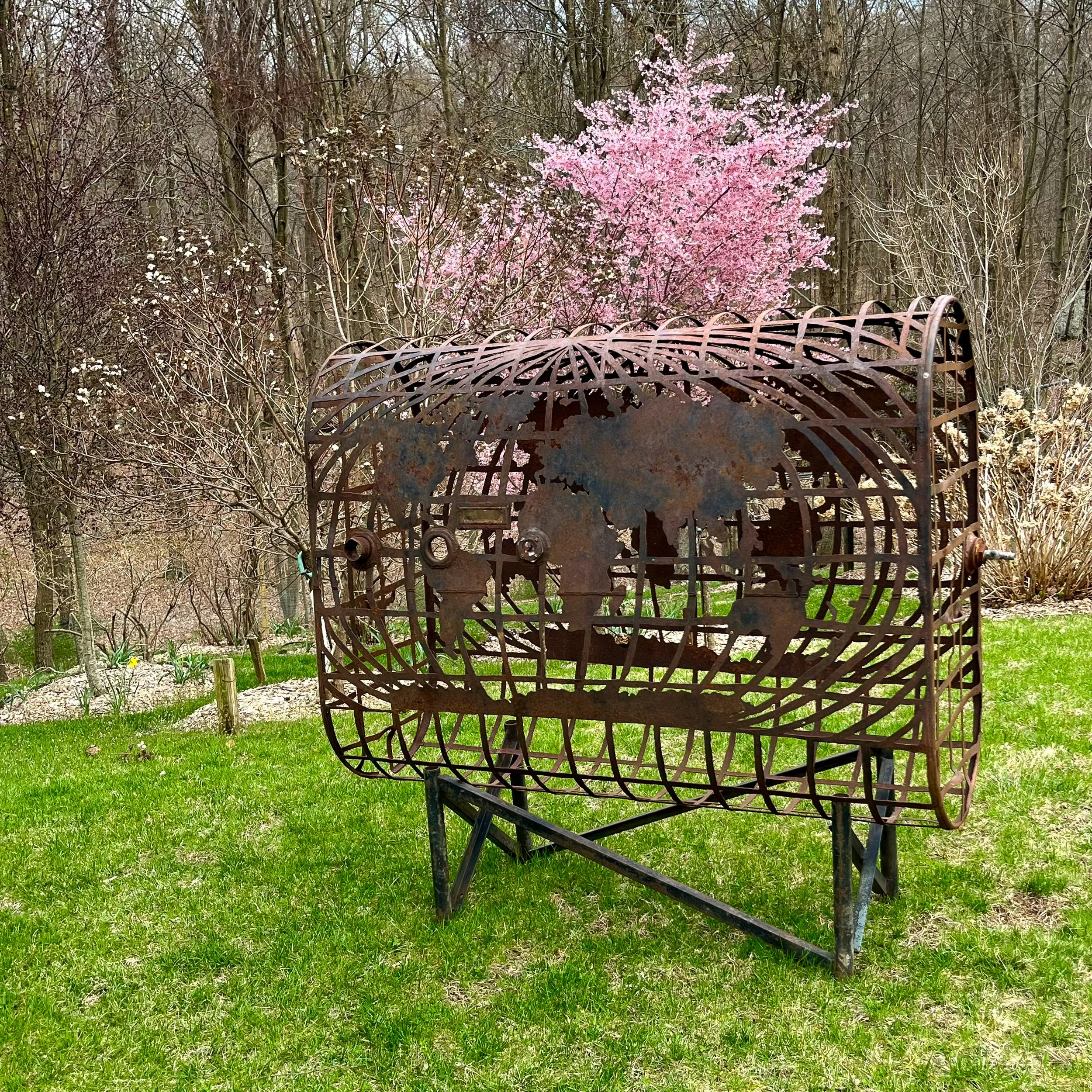 Cal Lane, Fossil Fuel, 2009, Oxy-acetylene cut steel oil tank, 60”x 65” x 23 ½”