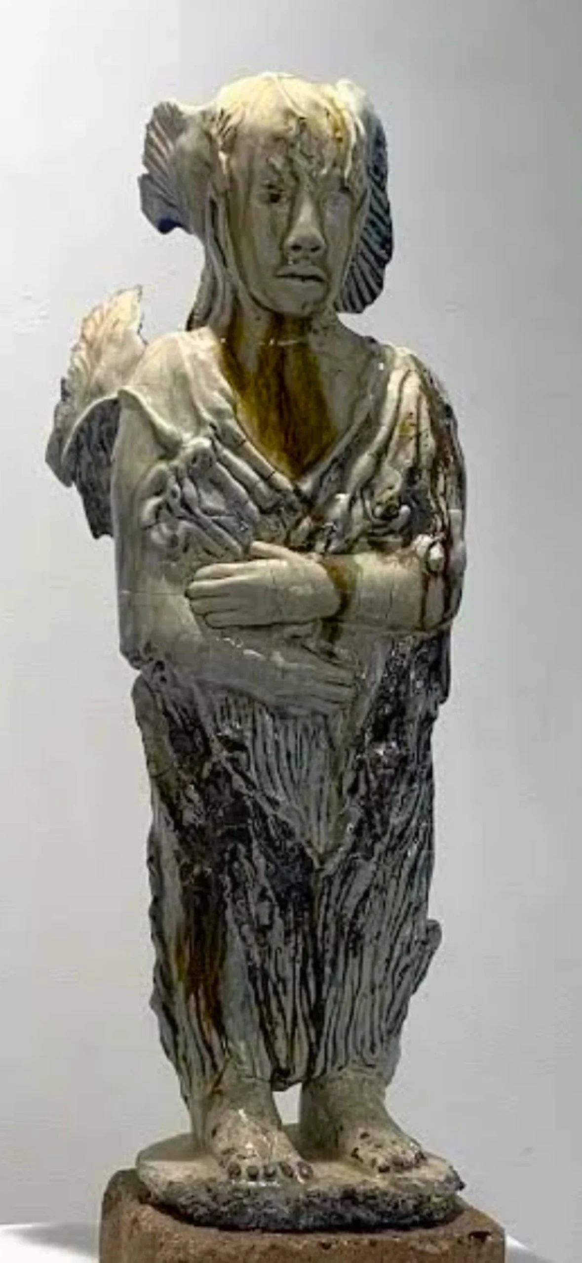Ada Cruz, Standing Figure With Wings, porcelain, 24” x 10” x 7”