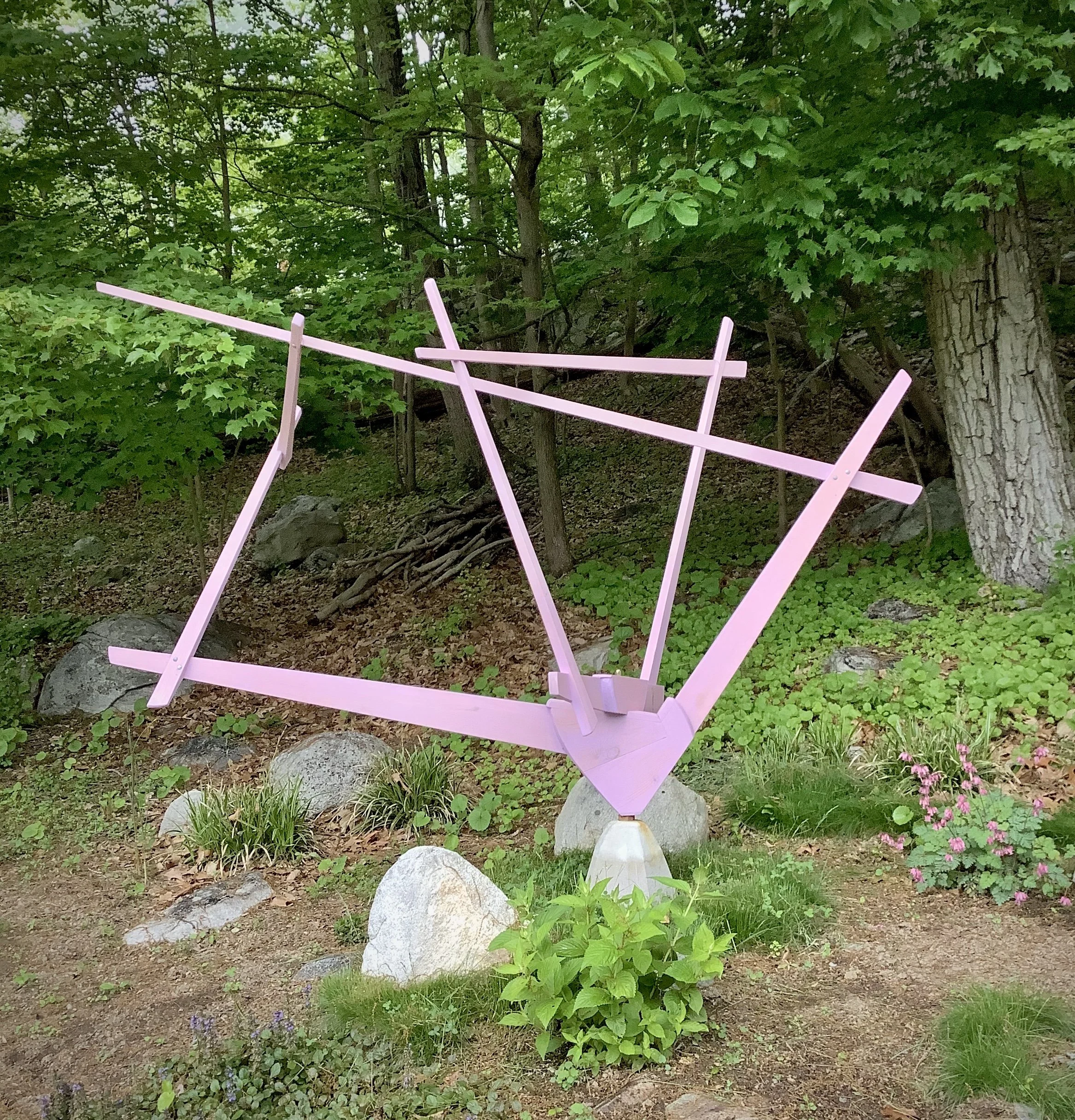 Kurt Steger, Big Pink, 2020, wood, pigment, hardware, 74” x 108” x 43” 