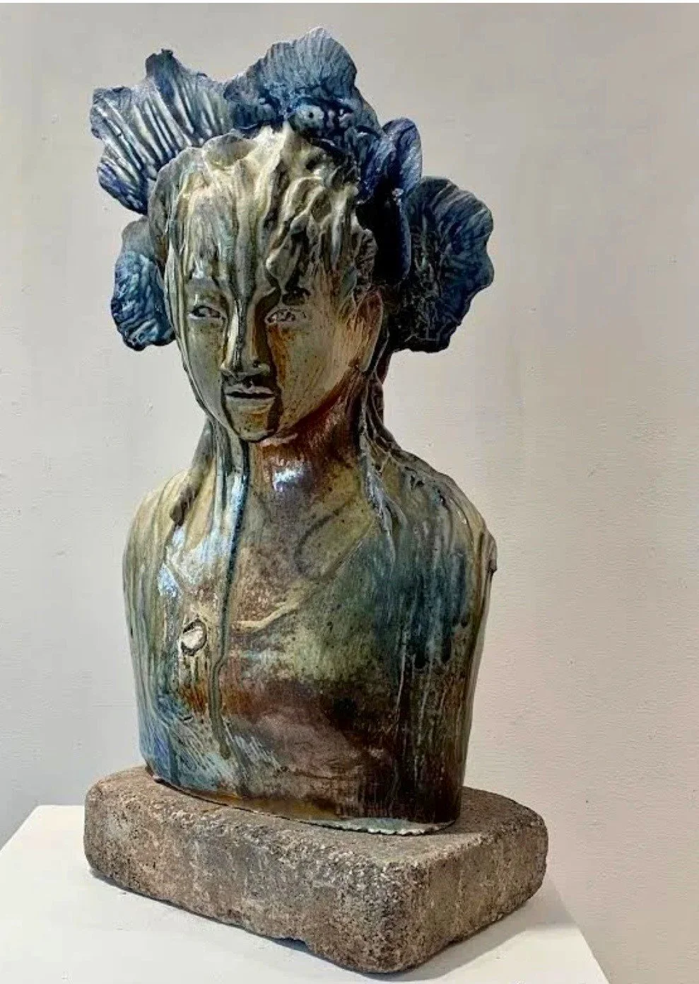 Ada Cruz, Seaweed Crowned Head, stoneware, 18” x 10” x 8”