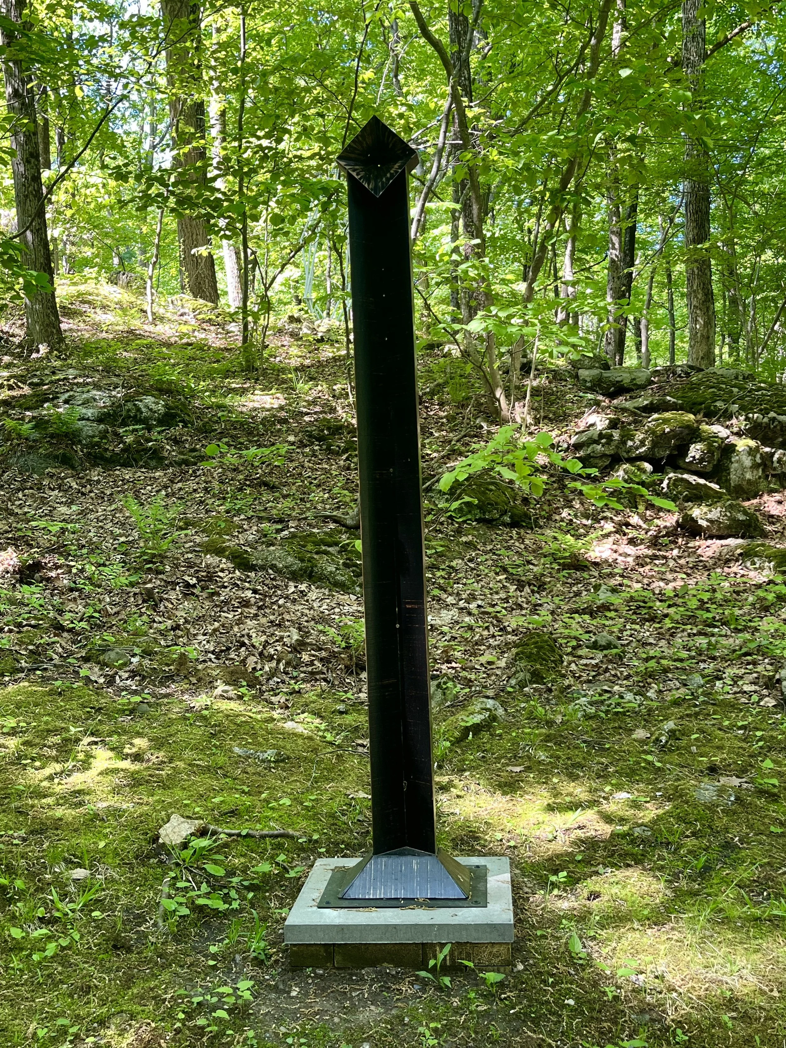 James Gregg Herman,  Sentinel II, 2001, painted Poplar wood, base: 10” x 13.5”, shaft: 86” x 6.5” x 3.5”