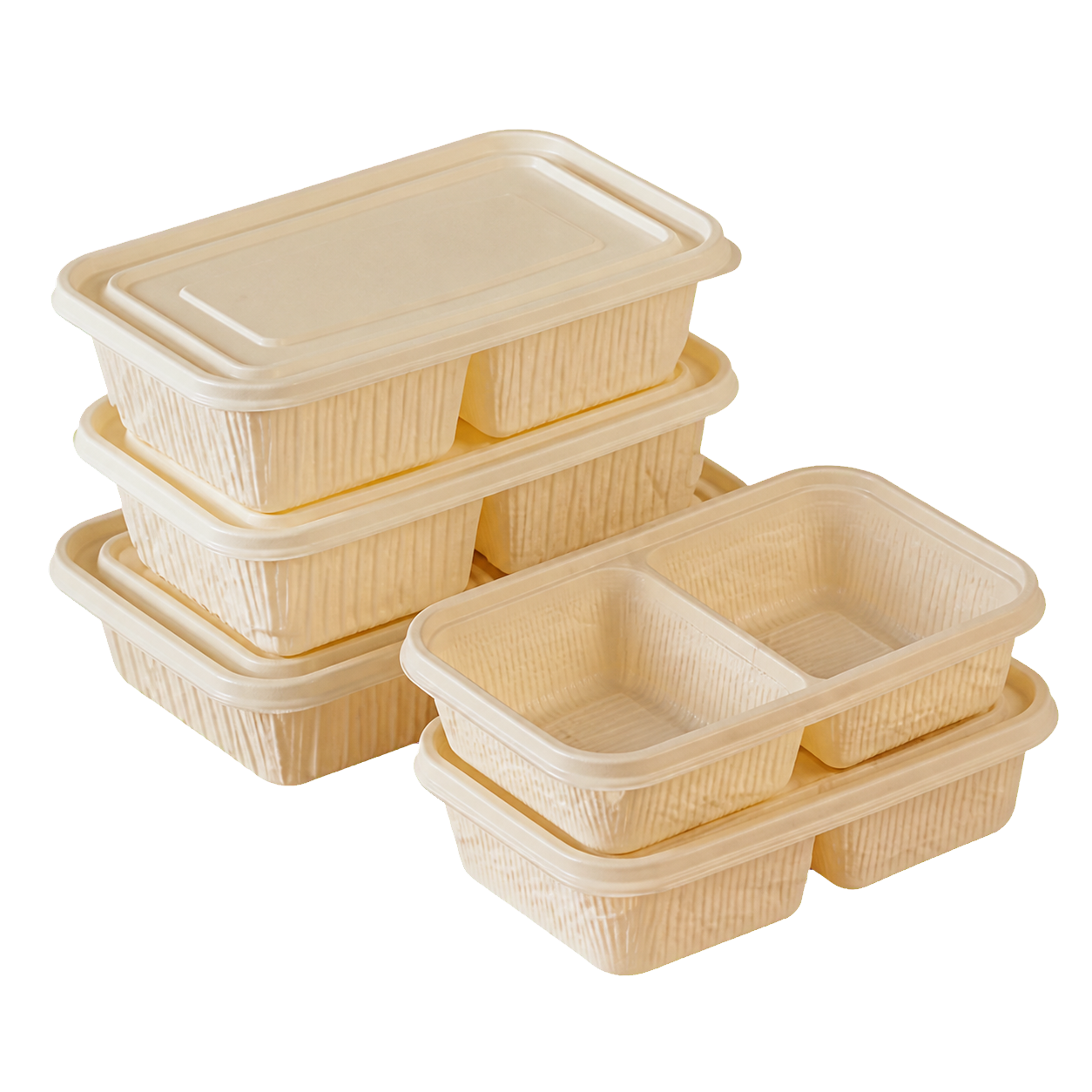 02 — Bagasse Compartment Trays — Fibre-based divided meal containers suitable for hot meals, delivery and catering.