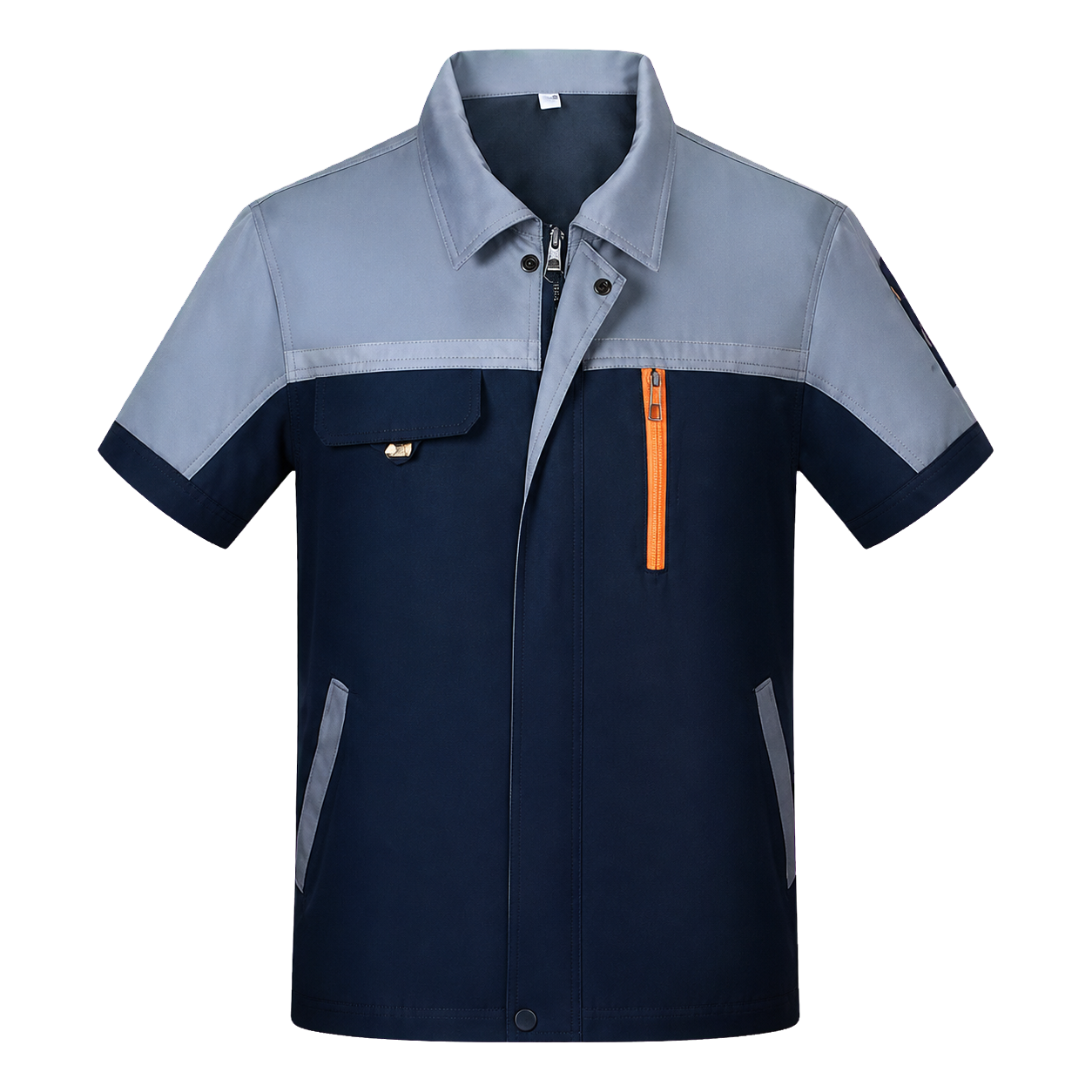 09 — Short-Sleeve Work Jackets — Functional zip-front utility tops with pockets and contrast trim.