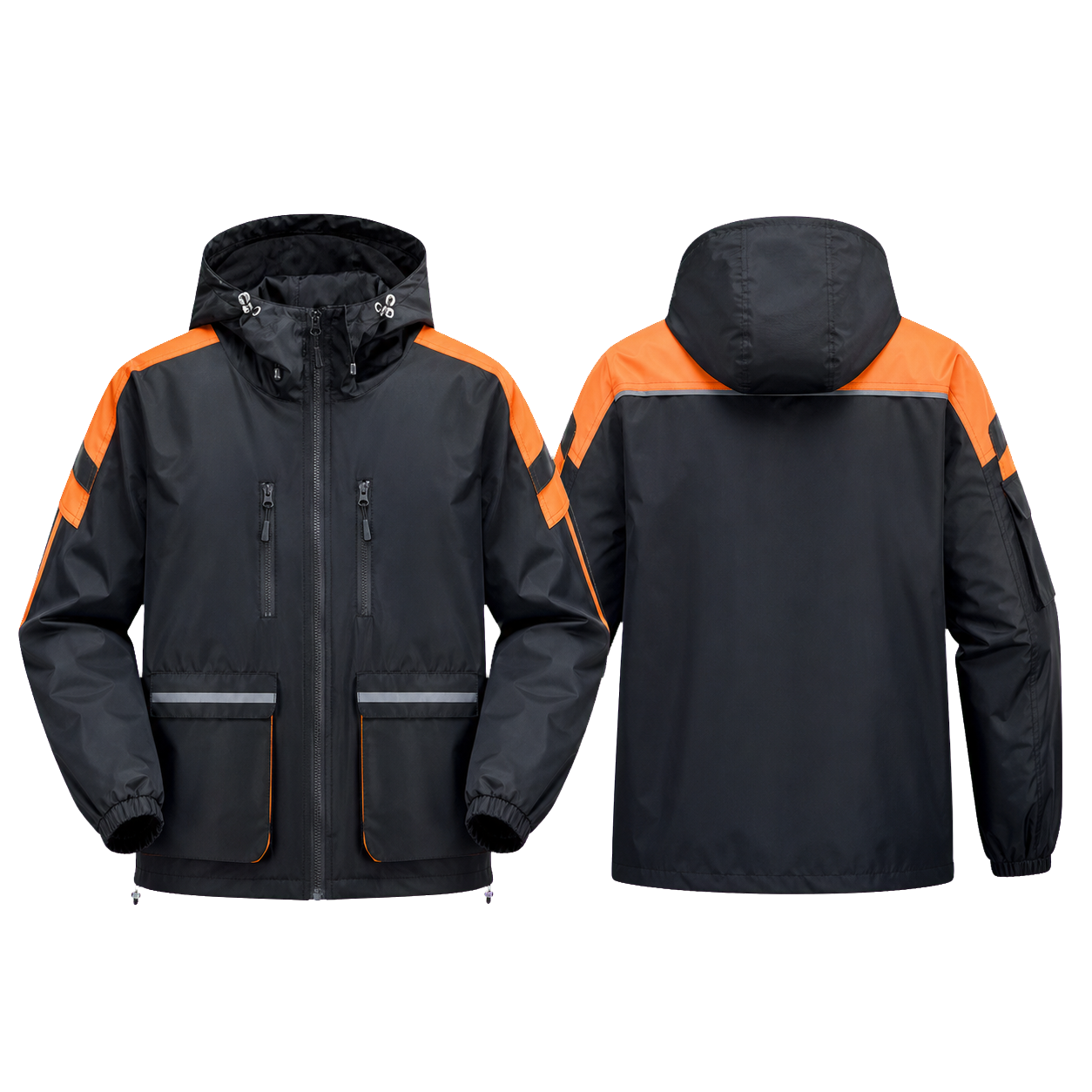 08 — All-Weather Hooded Jackets — Water-resistant hooded outerwear for delivery, maintenance and outdoor duties.