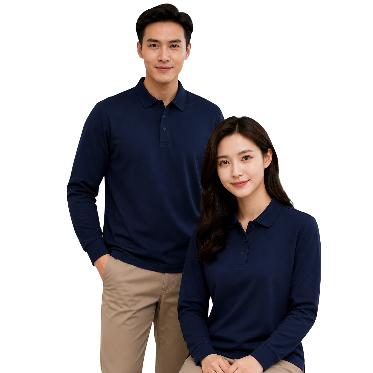 05 — Long-Sleeve Staff Polos — Comfortable long-sleeve polo uniforms for cooler environments and polished team presentation.