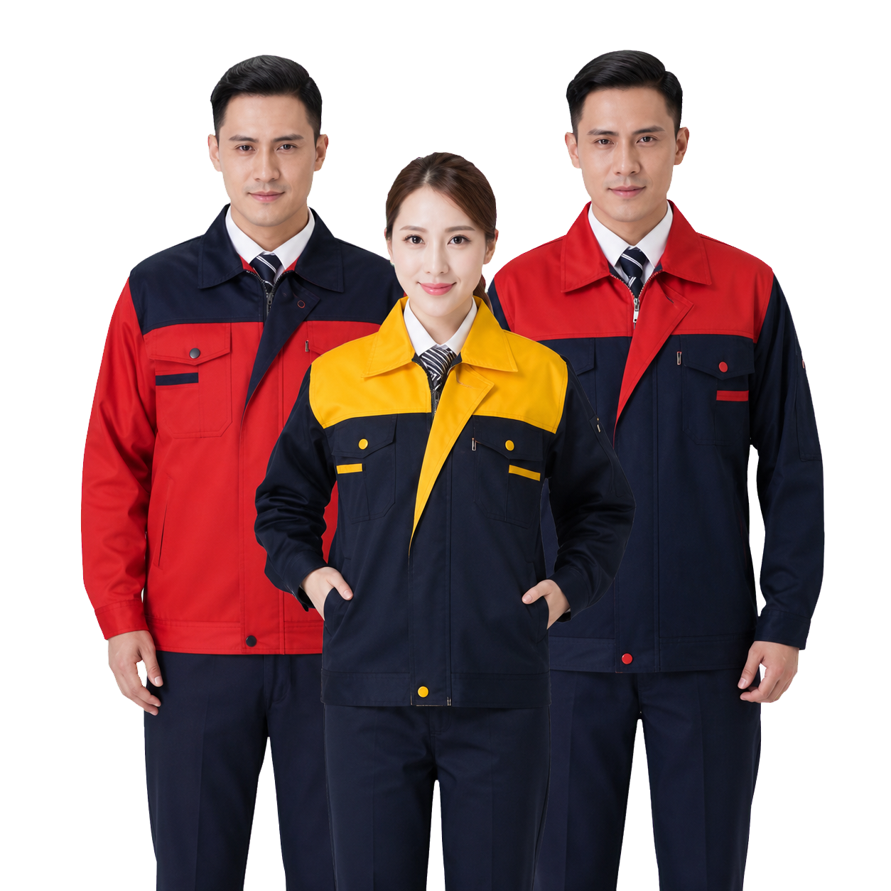 07 — Colour-Block Team Uniforms — Customisable multi-colour jacket sets for branded operational teams.
