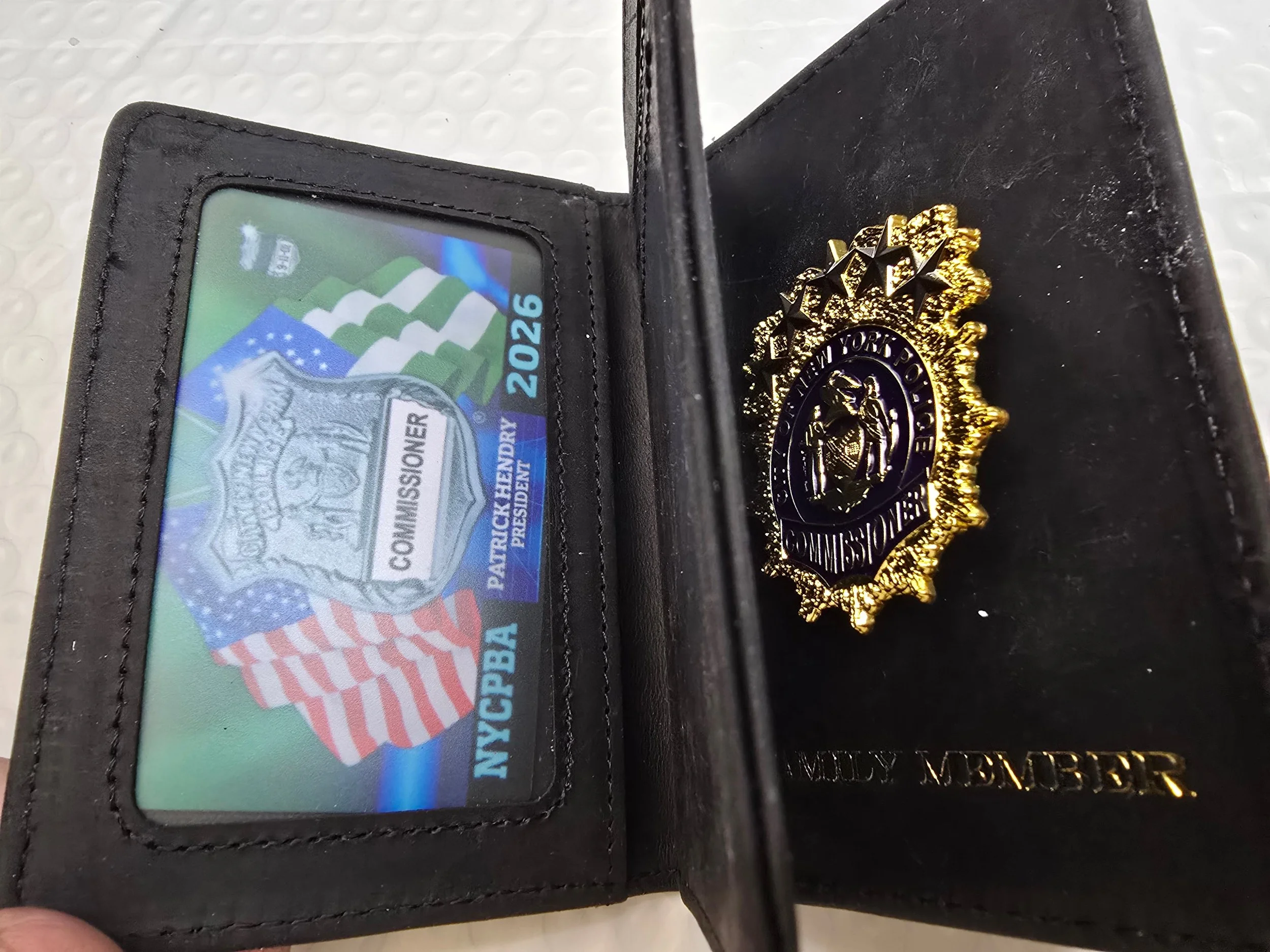 NYPD Commissioner Badge with 2.25" Wallet and PBA Card
