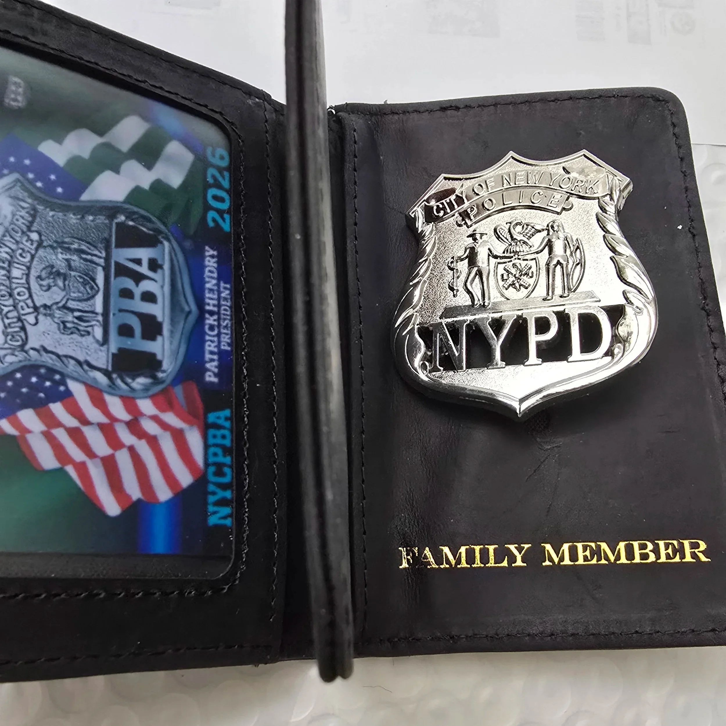 NYPD Badge with 2.25" Wallet and PBA Card