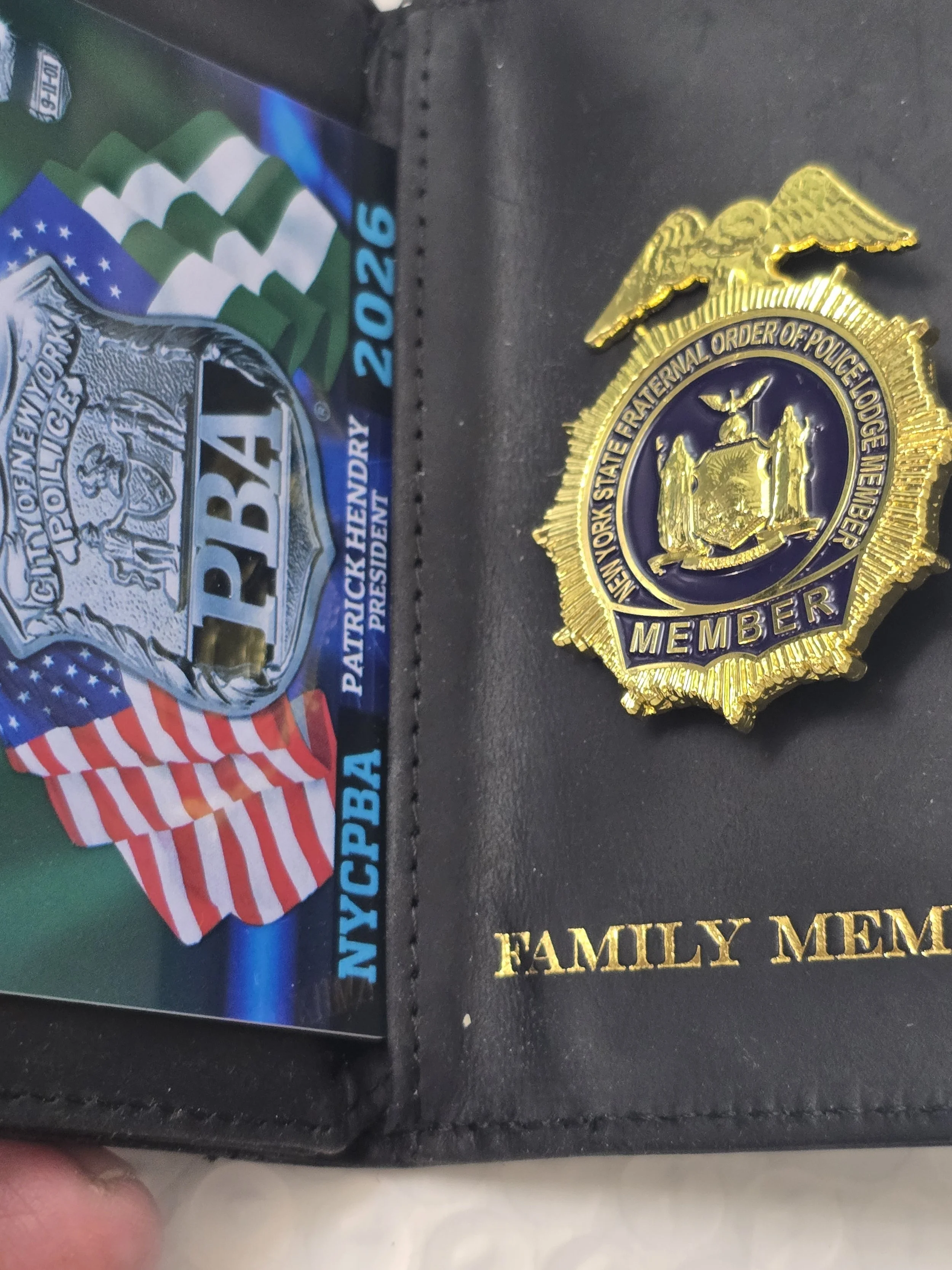 NY State FOP Member Wallet with Badge and PBA 2026 Card