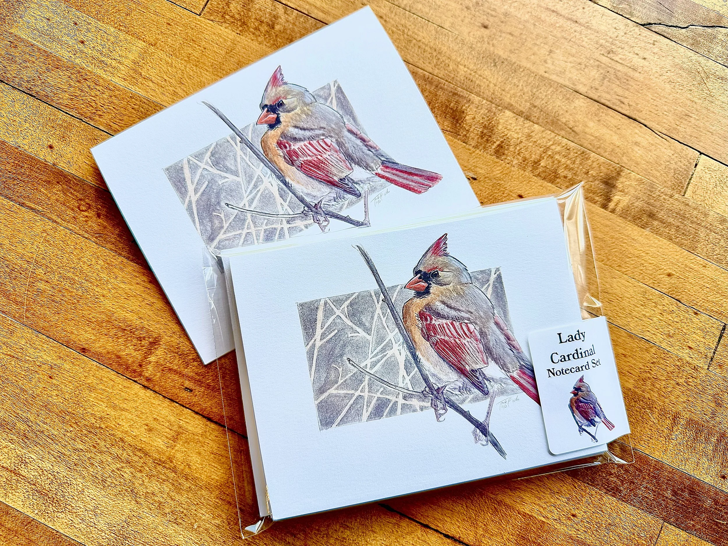 Lady Northern Cardinal Notecard Set