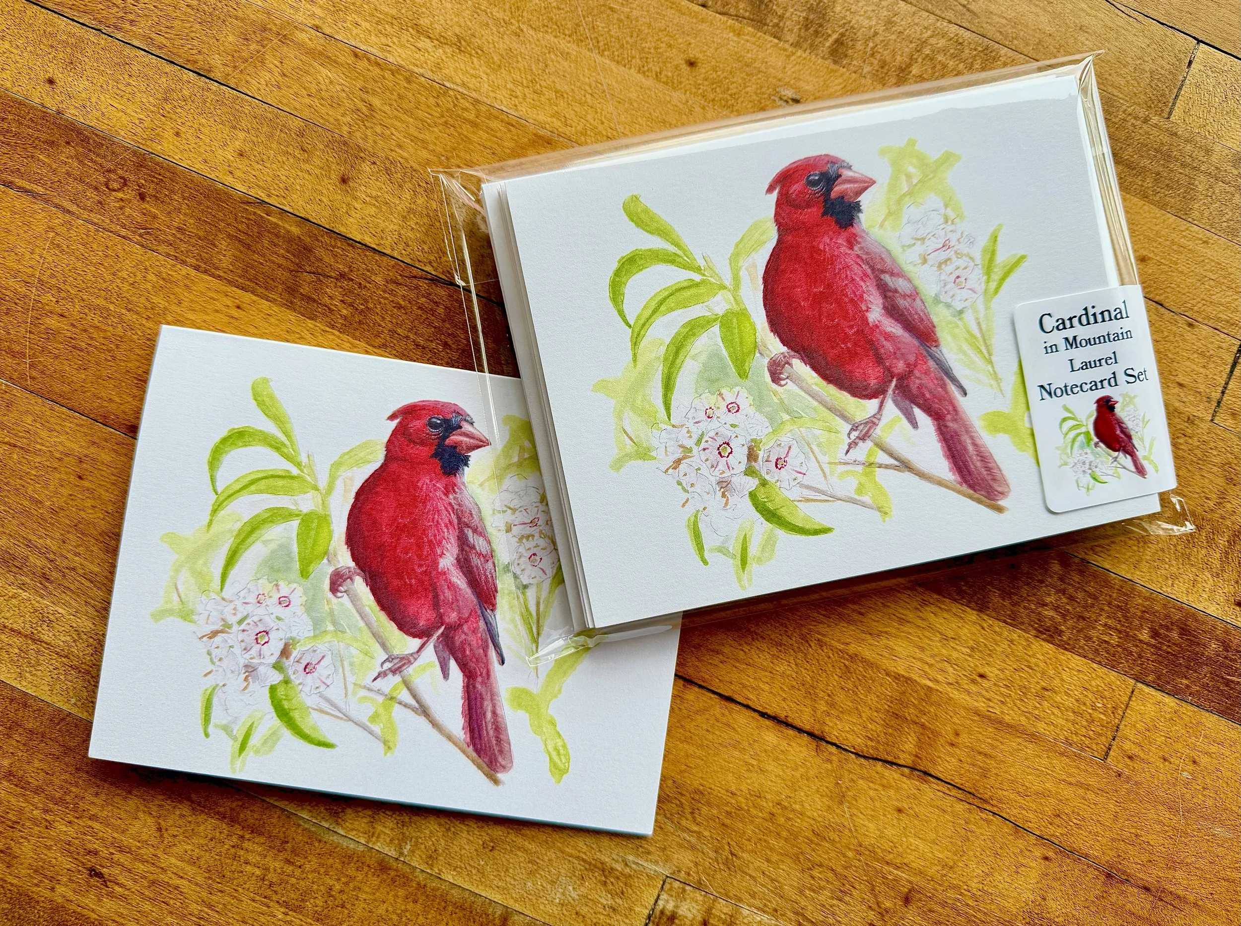 Northern Cardinal in Mountain Laurel Notecard Set