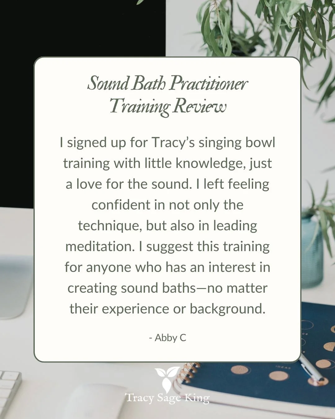 Learning to share sound is also a practice in listening &mdash; to your body, your intuition, and the space between the notes.

This training helps you develop your own voice and your own way of holding space.

Supportive, hands-on, and deeply restor