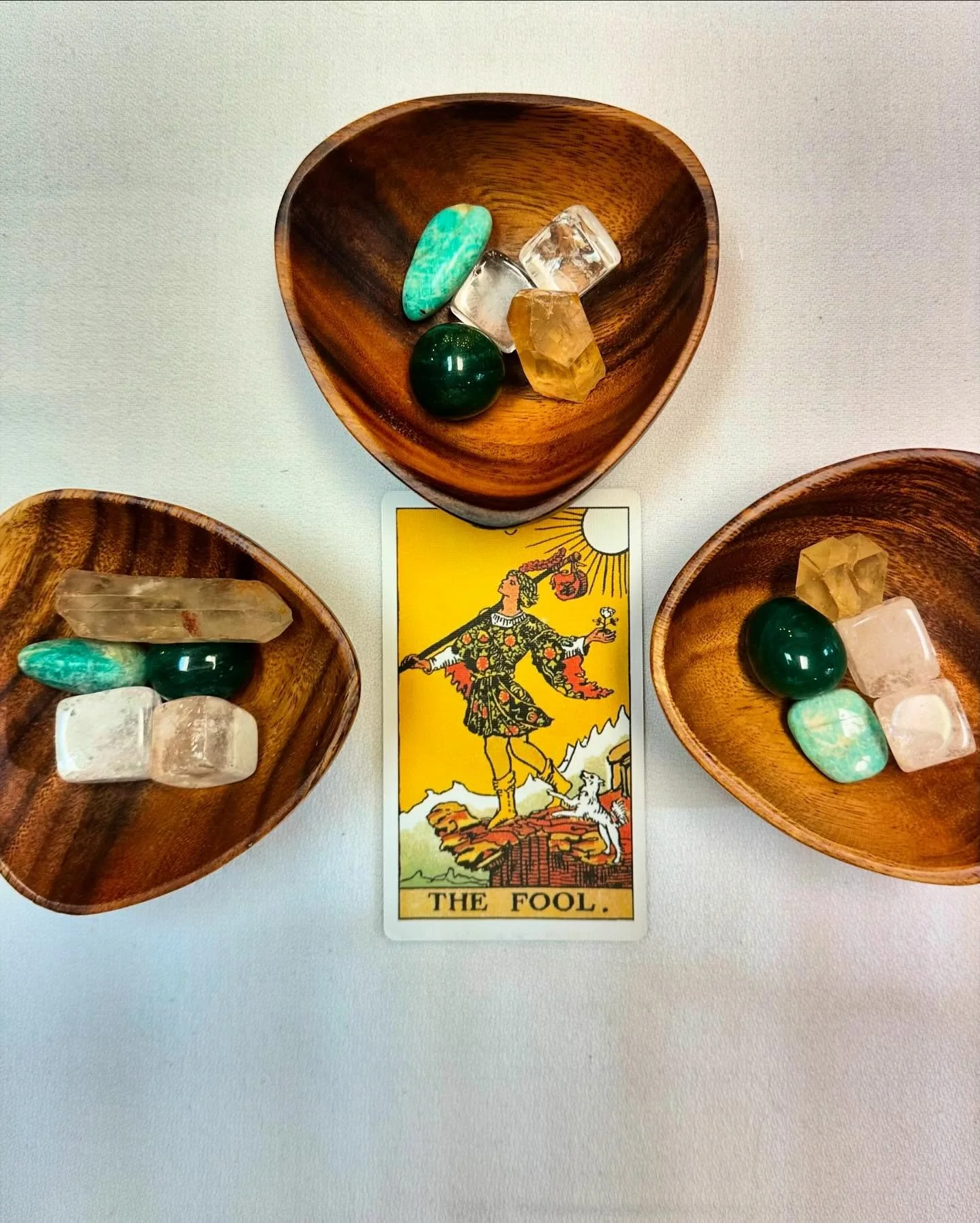 For tonight&rsquo;s Tarot Sound Journey: Amazonite, Clear Quartz, Green Aventurine, Citrine.