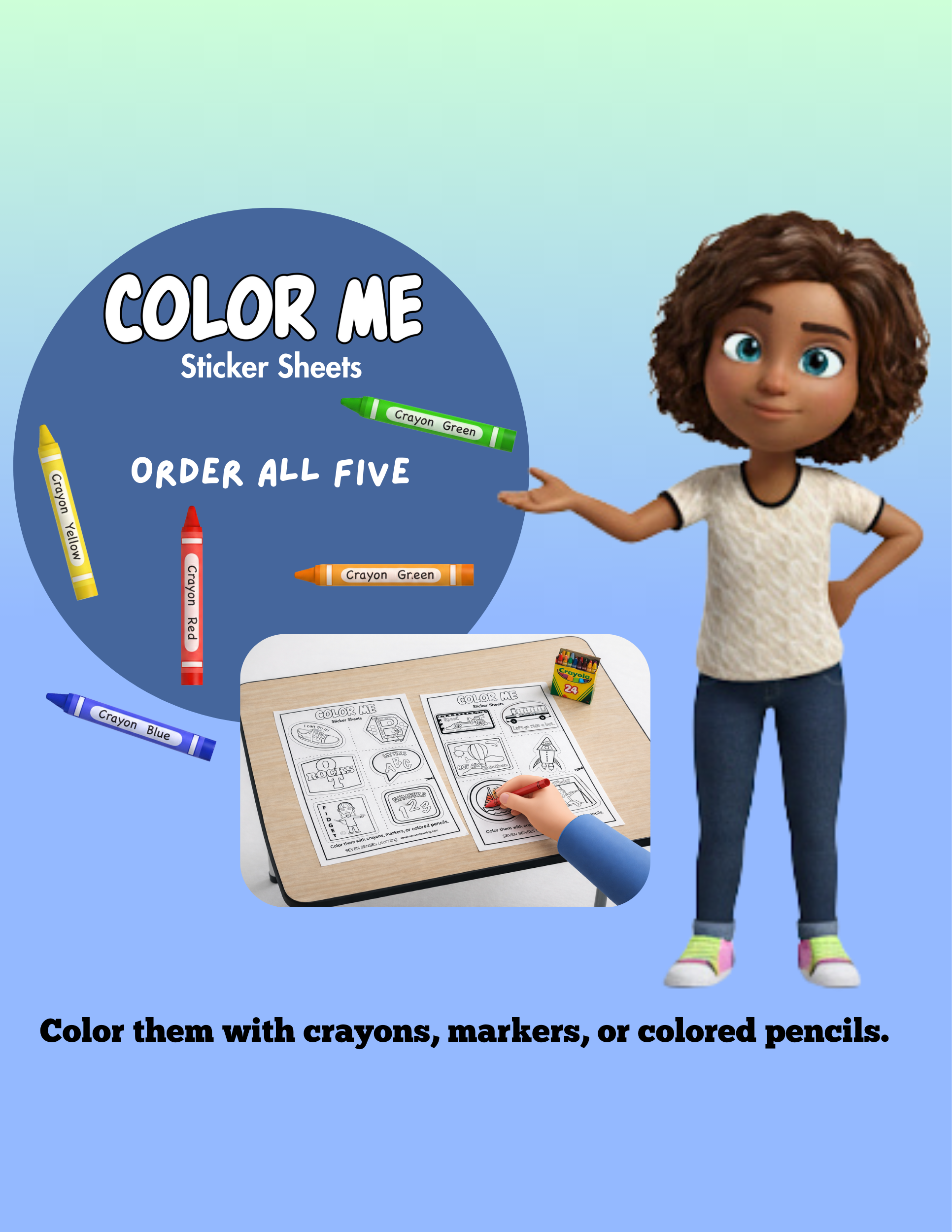 Color Me - Transportation Sticker Sheet