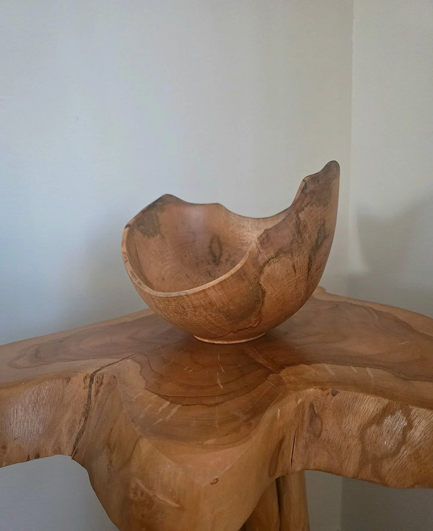 Sugar maple, little bit of spalting and chatoyance.  The wood is from @robby_porter who got a huge/heavy pieces because I thought I would make big bowls, but instead, just been making small stuff like this. 
.
.
.
.
.
.
.
.
.
#woodturning #madeinvt #
