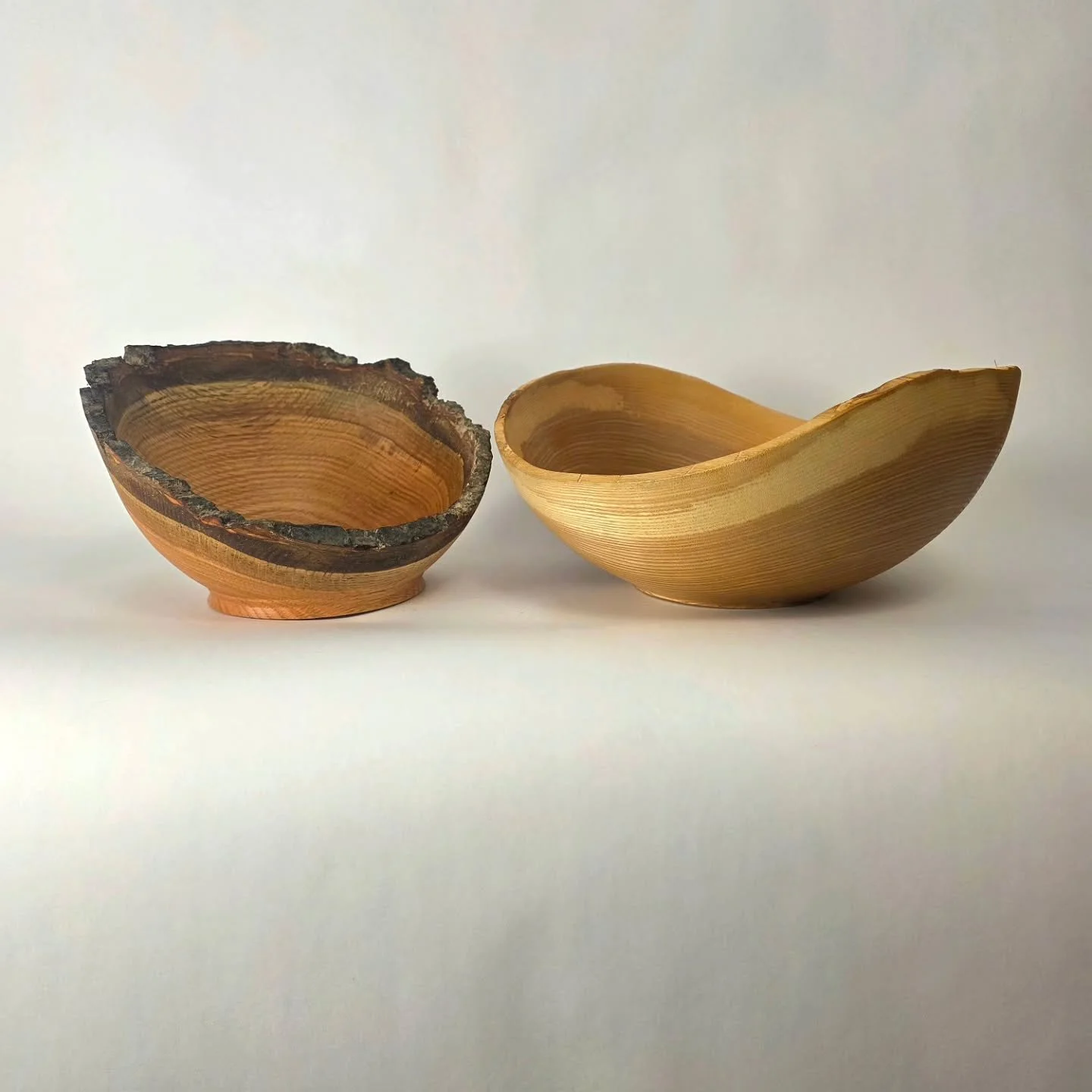I turned these two bowls today.

Smaller one was little challenging. Because it's lobsided, I couldn't turn at the speed I'd like to turn, so I had to slow down and be patient.  I questioned whether it was worth the effort, I wasn't sure how it would