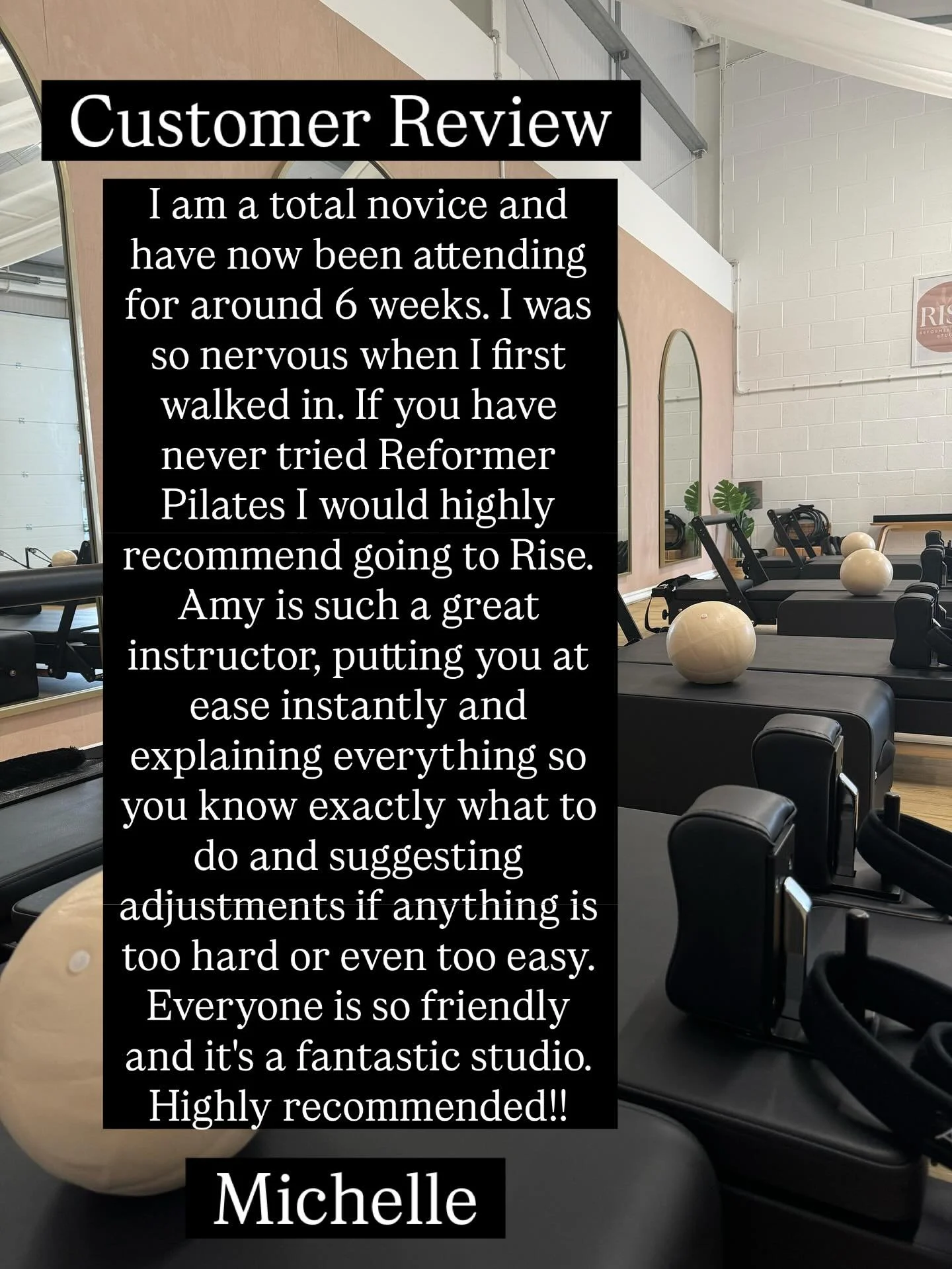 🥹 Such a lovely review! I read and appreciate every single one! I love Pilates and the community we have created at Rise so reviews like this mean so much. I want everyone to always feel welcome to the studio as Pilates is for everyone 🥰 Thank you