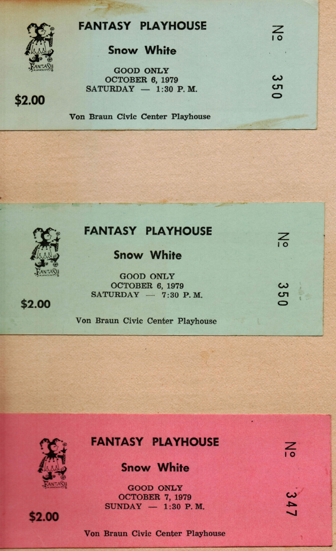 Tickets for for "Snow White" Production (1979) 