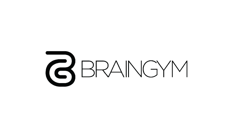 Logo featuring an abstract, intertwined design resembling a brain, with the word 'BRAINGYM' written next to it.