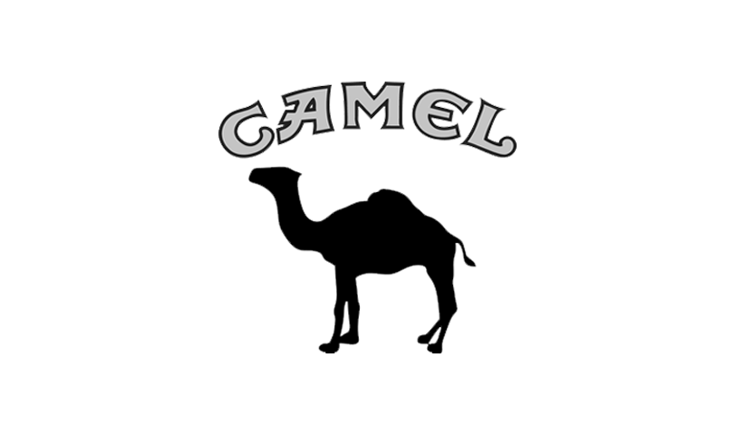 A silhouette of a camel with the word 'Camel' above it in stylized letters.