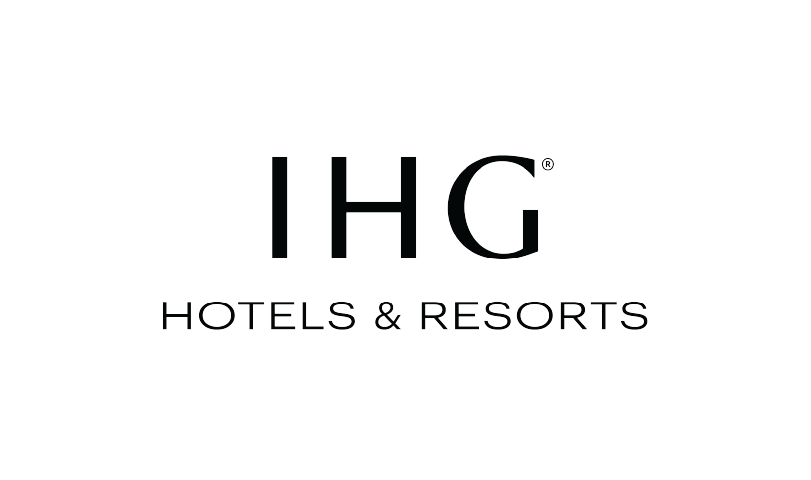 IHG Hotels & Resorts logo in black text on a white background.