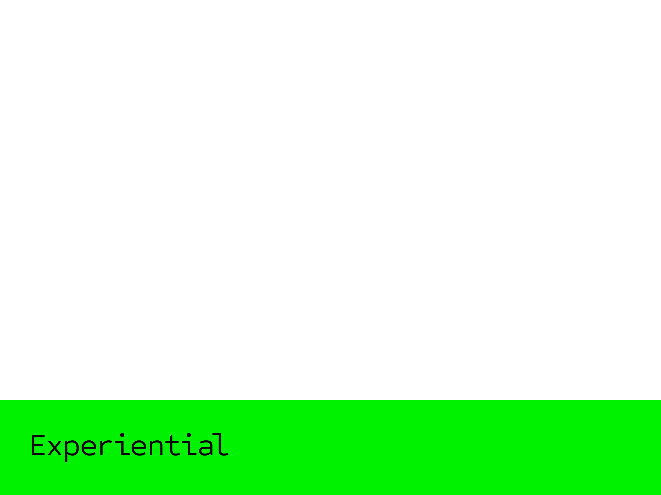A black silhouette of a woman in workout clothes with her arm raised and pointing, standing in front of a black background. The bottom of the image has a bright green banner with the word "Experiential" in black text.