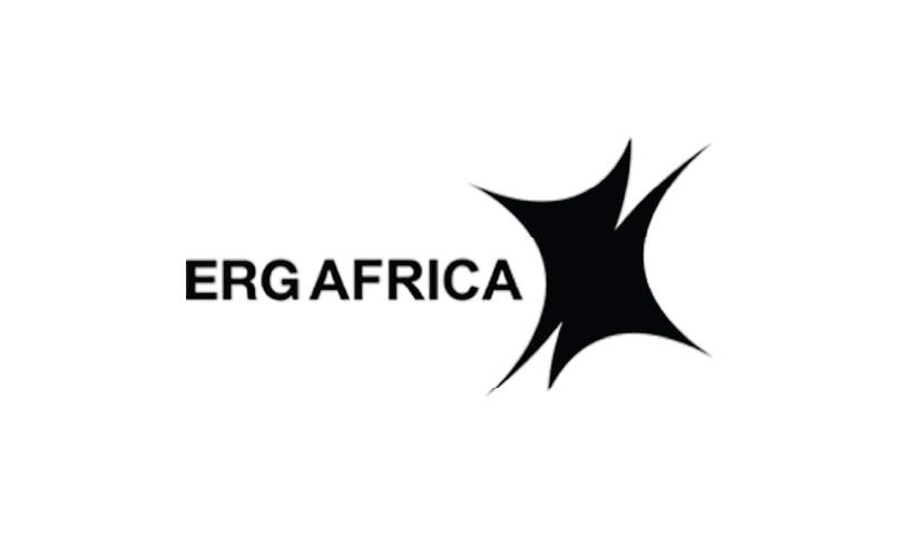 Logo of ERG Africa with stylized star shape and bold black text