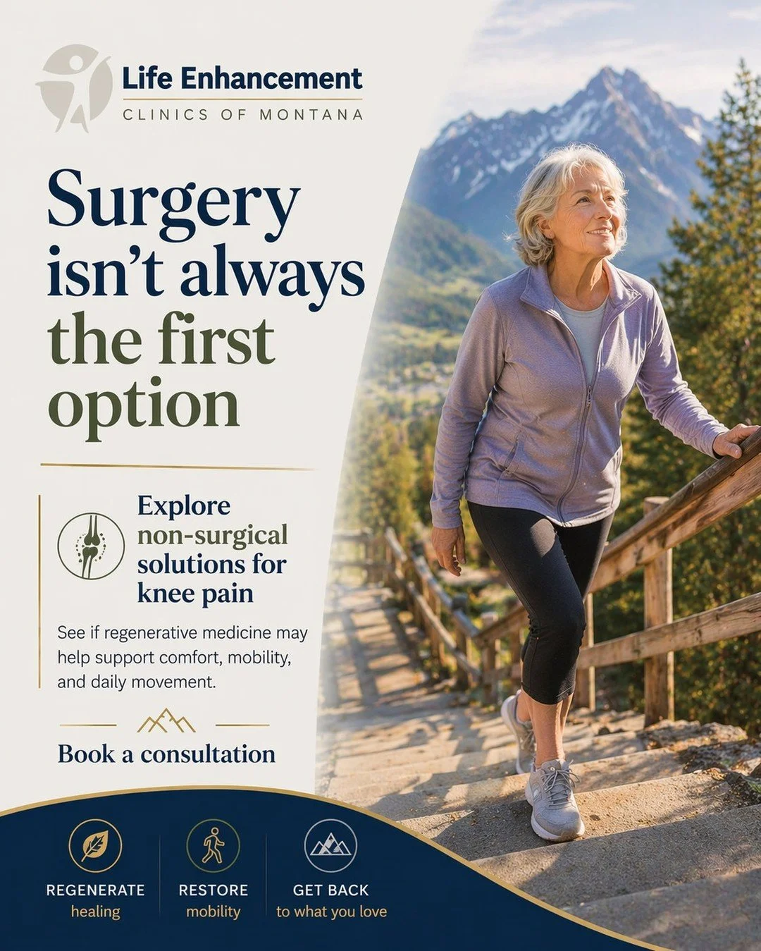 Knee pain can make everyday things feel harder than they should&mdash;especially something as simple as climbing steps. Many people assume surgery is the only path forward, but that is not always the first option. At Life Enhancement Clinics of Monta