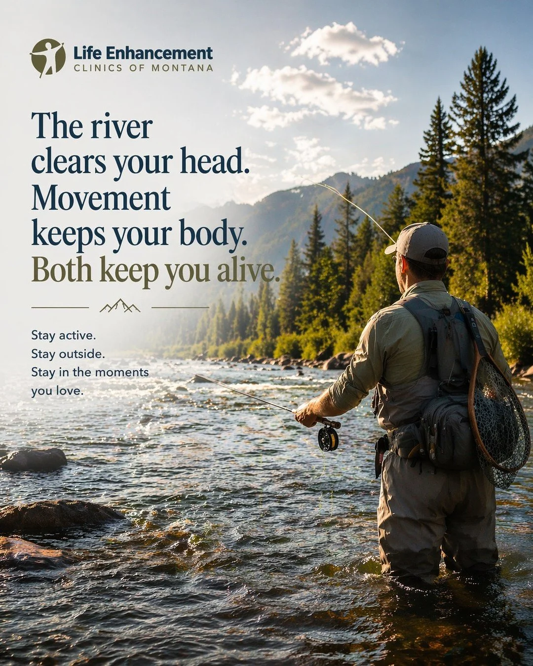 There&rsquo;s something special about standing in a Montana river with a line in the water and the world slowed down for a moment. Fly fishing asks a lot from your body&mdash;balance, strength, stamina, and hours on your feet. Knee pain, back pain, s