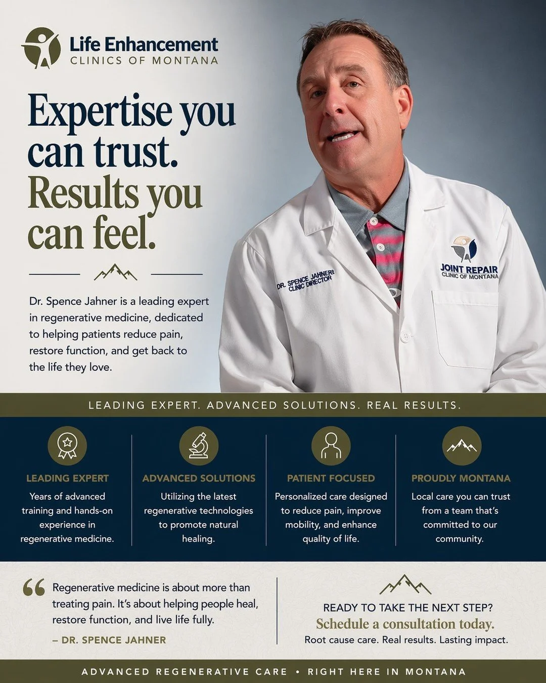 When it comes to regenerative medicine, experience and precision matter. Dr. Spence Jahner has earned a strong reputation for helping patients address pain, restore function, and improve quality of life through advanced, personalized care. His approa