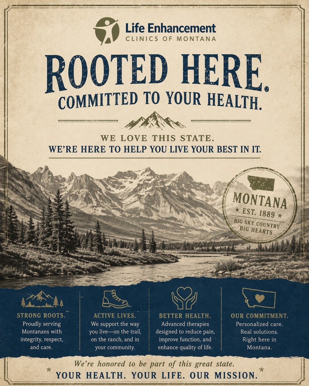 Montana has always been built on strength, grit, and a deep love for the land we call home. From generations who worked the soil, built communities, and embraced the outdoors, this state has never been about doing things halfway. We believe health sh