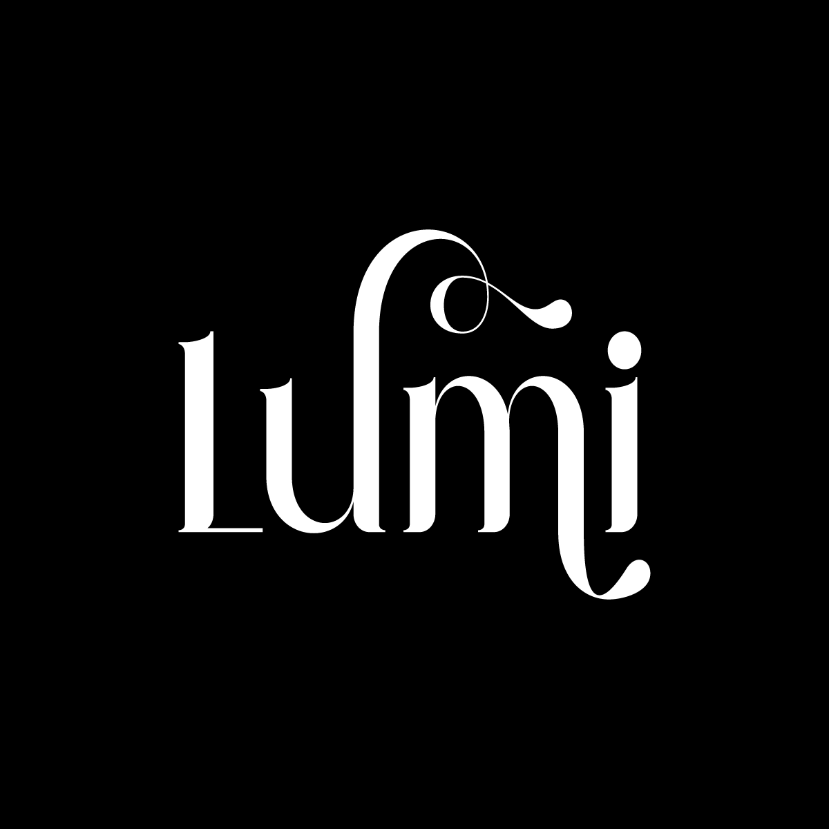 Black background with the word "Lumi" in large white serif font and a small white dot over the "i".