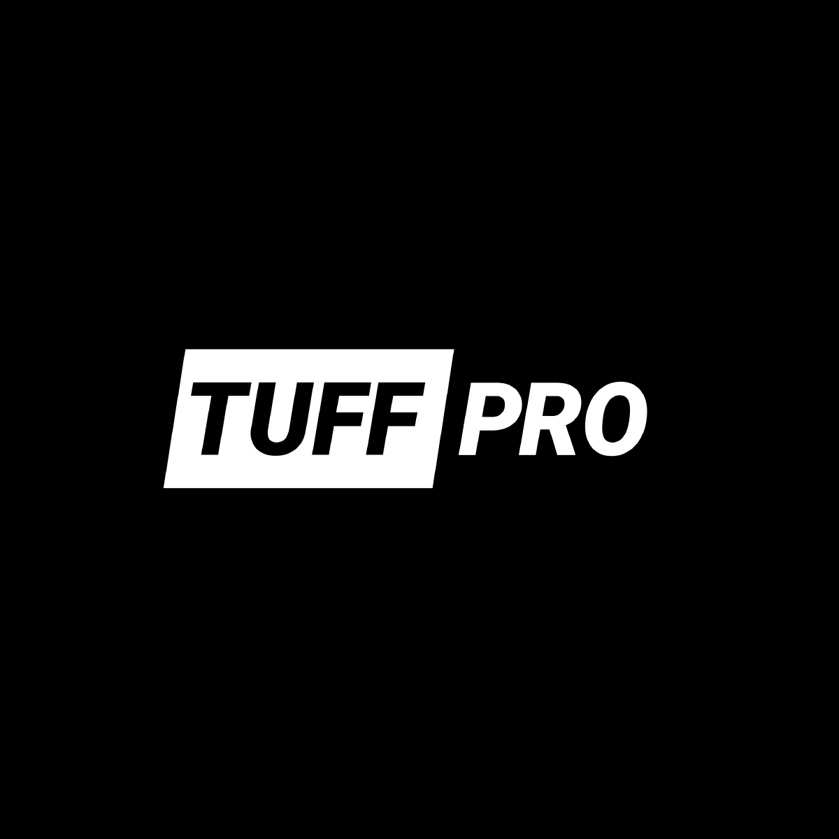 Black background with the white logo for Tuff Pro, featuring bold text and a stylized font.