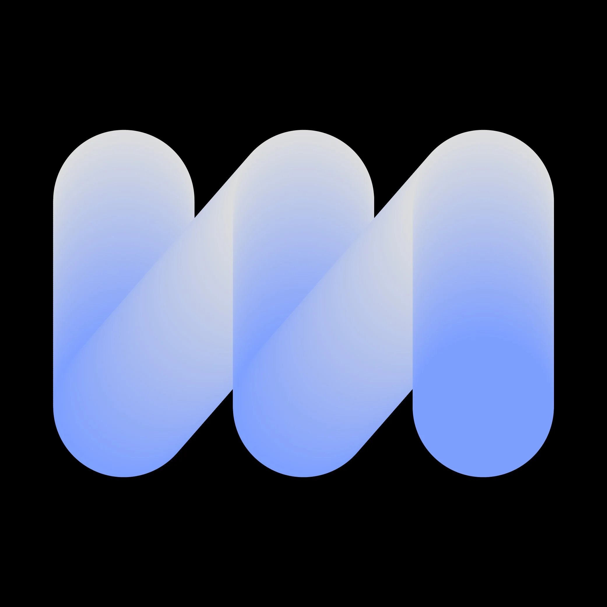 A logo with stylized blue and white design on black background.