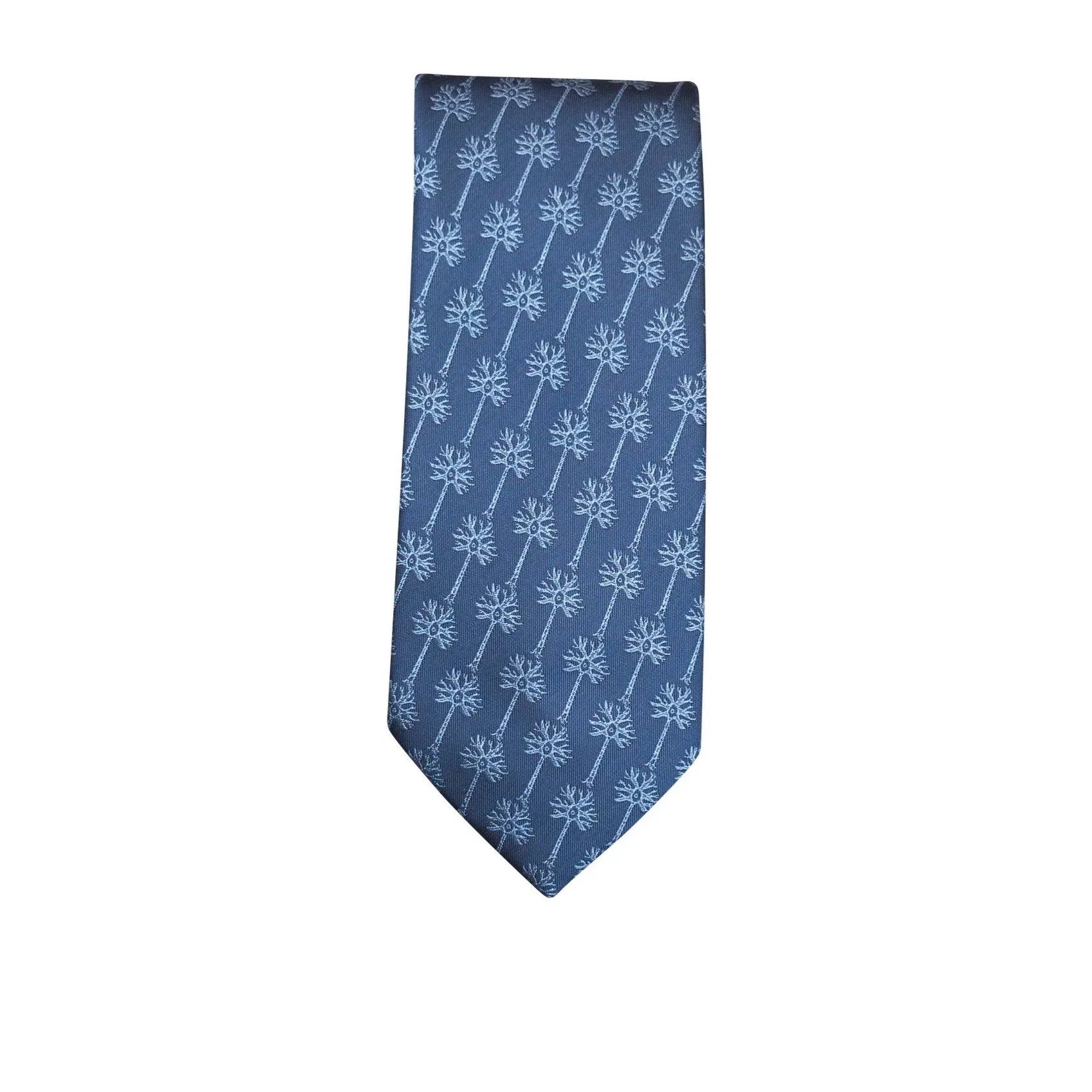 blue tie with neuron palm trees, science neck tie