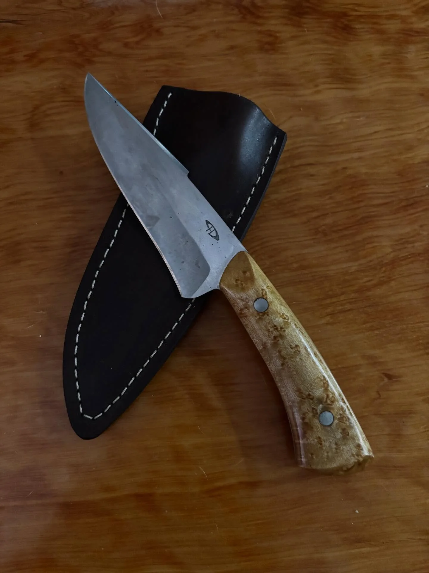 One of my early pieces has come back for a little TLC.
This was made roughly 6 years ago. It&rsquo;s in need of a new edge and some cleaning.