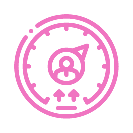 Icône de montre ou de chronomètre avec un symbole de profil humain au centre.