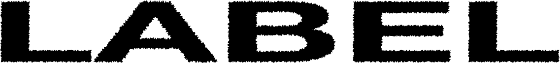 Close-up of text spelling 'LABEL' in black uppercase letters.