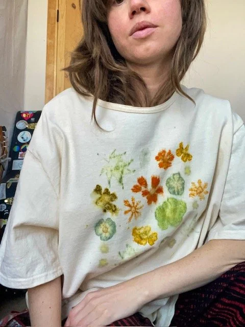 Eco-printed XL T-shirt | Upcycled Cotton/Organic Cotton Blend