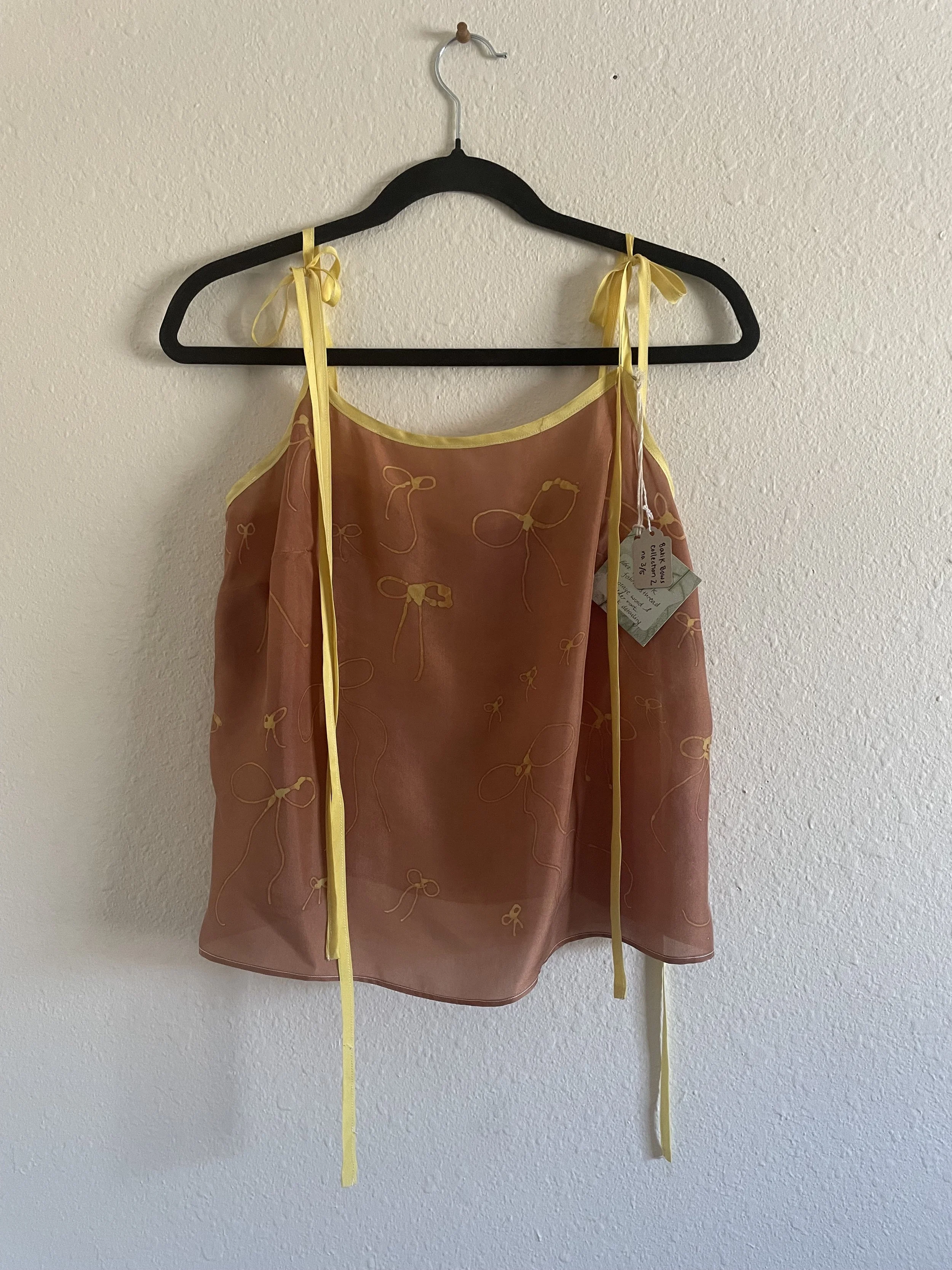 Cropped Habotai Silk Slip | Freehand Batik Bows | Medium C/D | no. 03/05