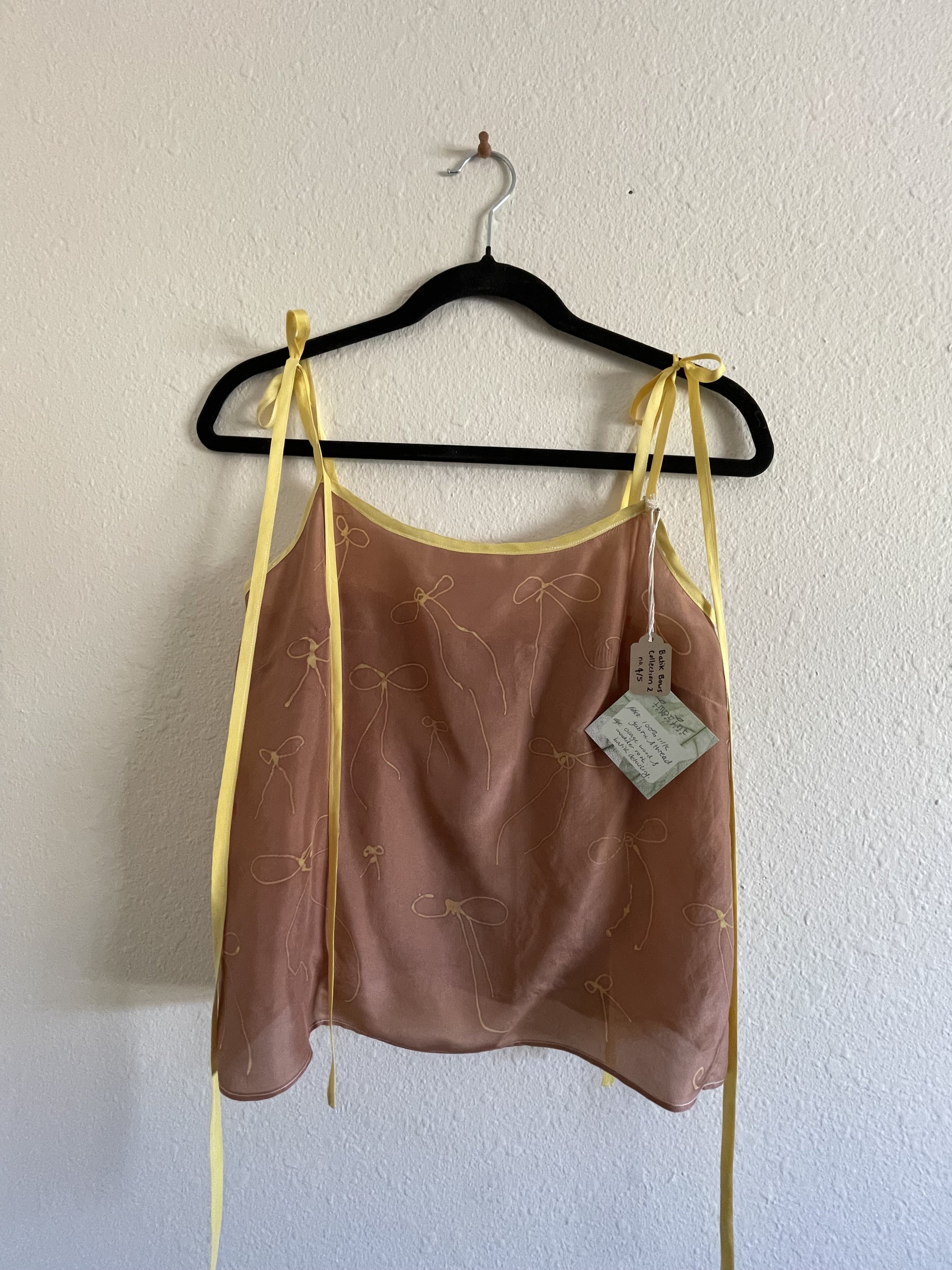 Cropped Habotai Silk Slip | Freehand Batik Bows | Small B/C | no. 04/05