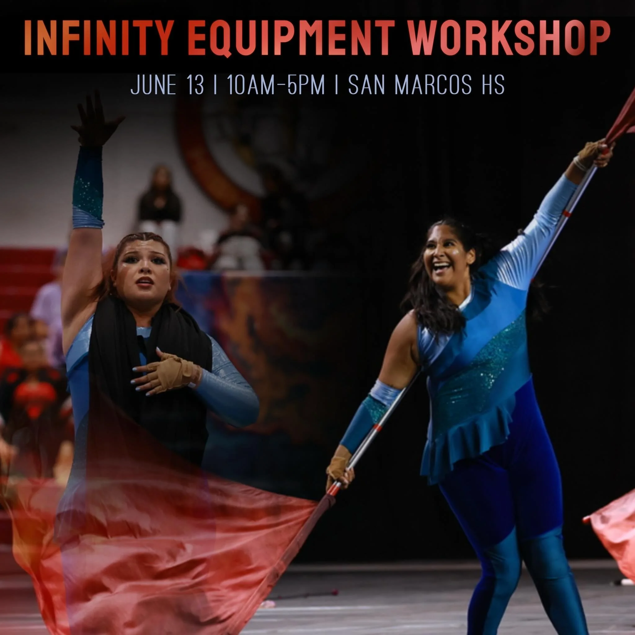 Join us this summer! We will be holding an equipment workshop on June 13 at San Marcos High School. Instruction on flag, rifle and saber will be offered. $10 registration fee. Visit the link in our bio to register!