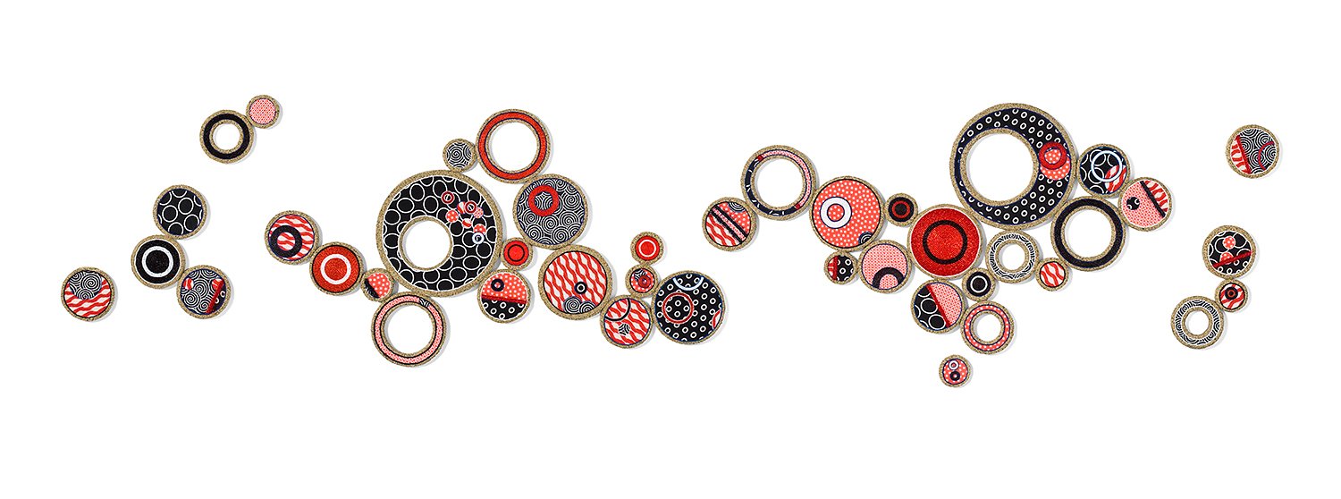 Allegro Non Troppo, 2023. Mixed media, 28 x 115 inches
