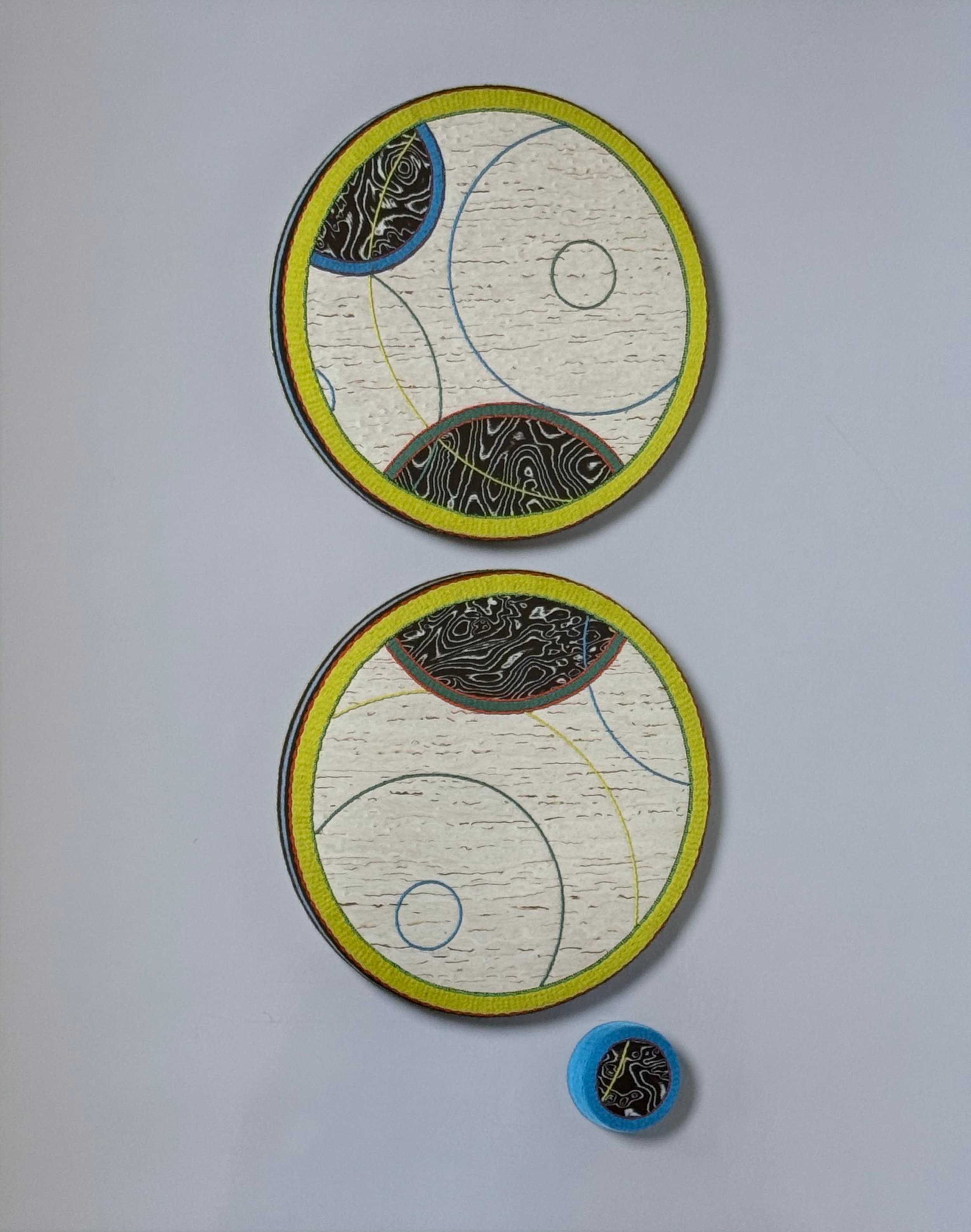 Novae, 2010. Gator board, silver ash and coffee bubinga burl veneers, wool and beads. 48 x 20 x 2 inches