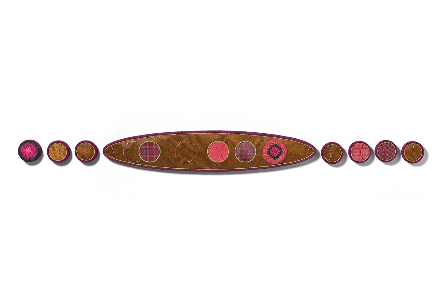 Glissando, 2023. Mixed media, 7.5 x 71 x 1.5 inches