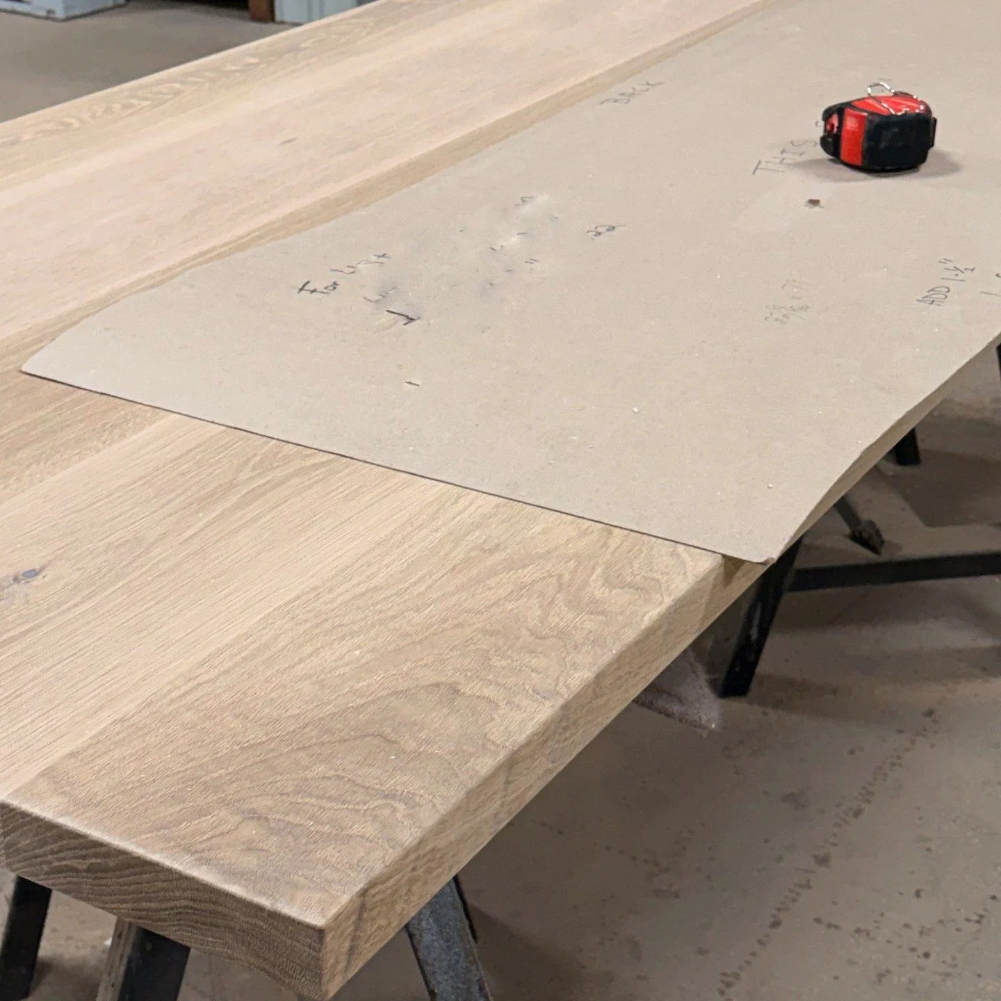 The template is how we make sure a custom countertop fits perfectly: every notch, every curve, every corner accounted for before a single cut is made. This maple top is in progress and already looking good. DM us about a wood countertop for your home