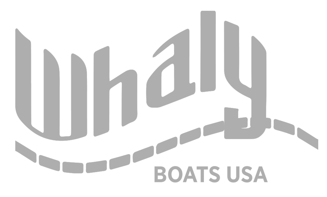 Whaly Boats USA logo in gray text with stylized wave design.