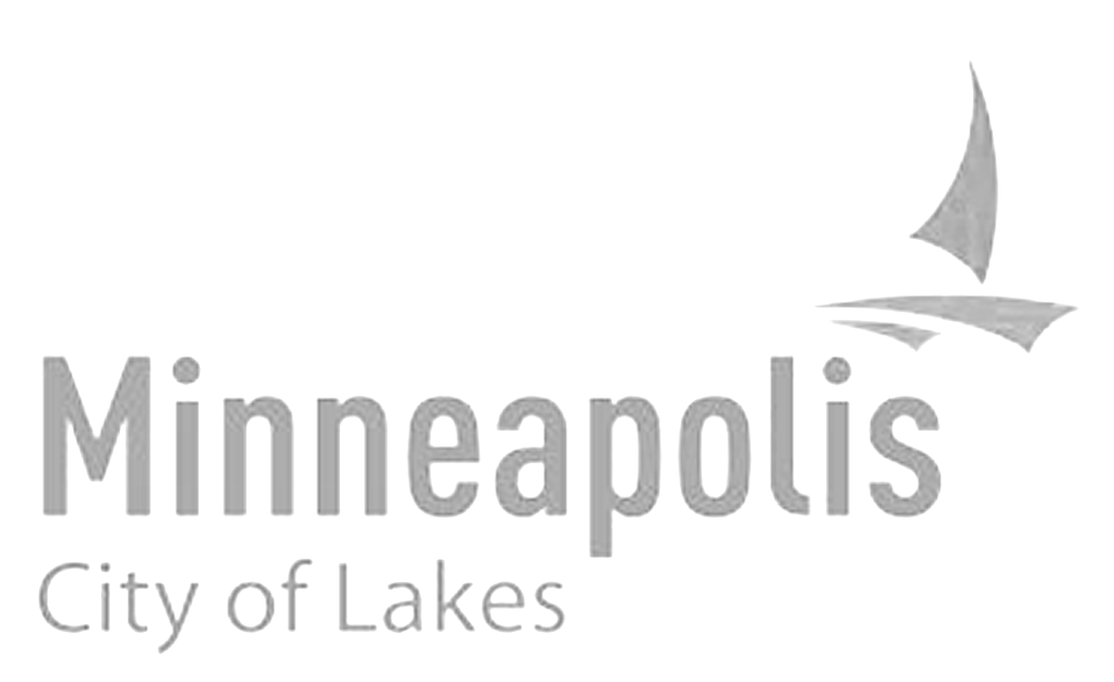 Minneapolis logo with sailboat graphic and "City of Lakes" tagline.
