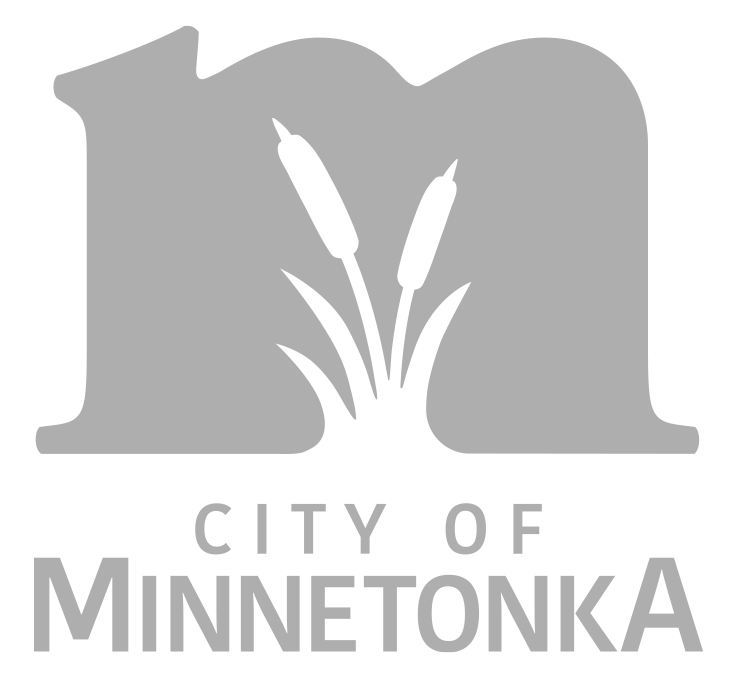 Logo of the City of Minnetonka with stylized letter 'M' and cattails design.