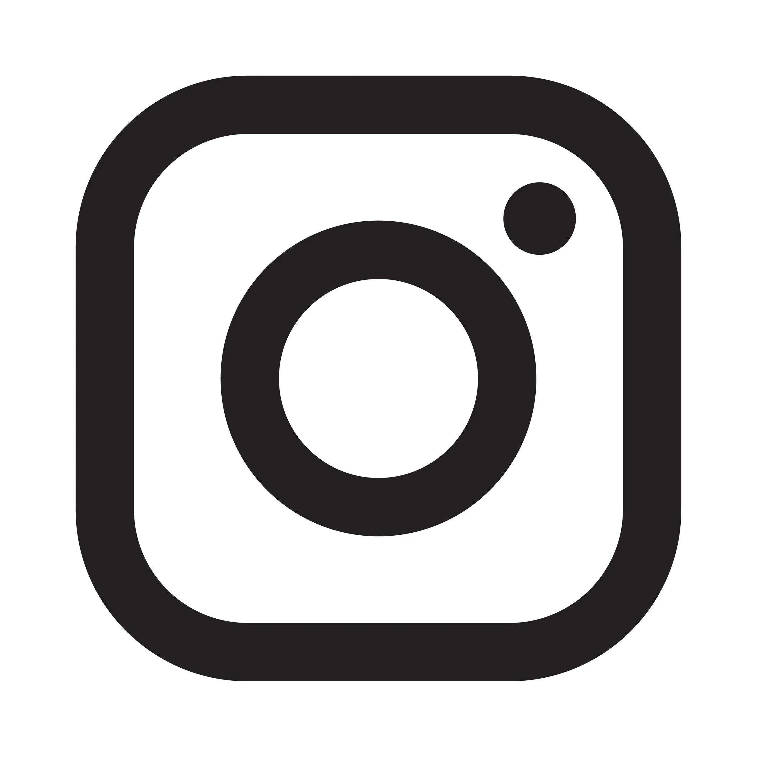 Ícone do Instagram, com design de uma câmera estilizada em preto sobre fundo branco.
